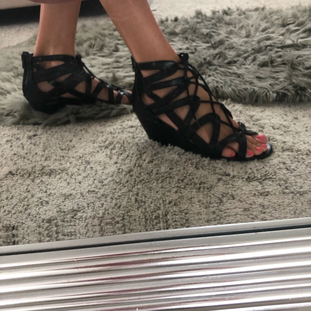 Black Gladiator Wedge (2.5 inch heel)